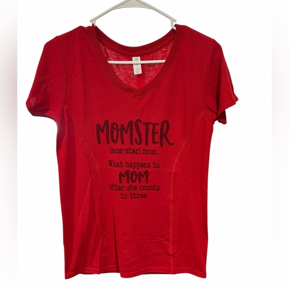 Delta Tops - Delta Pro Weight Momster Graphic Tee Red V-Neck Size Small NWOT